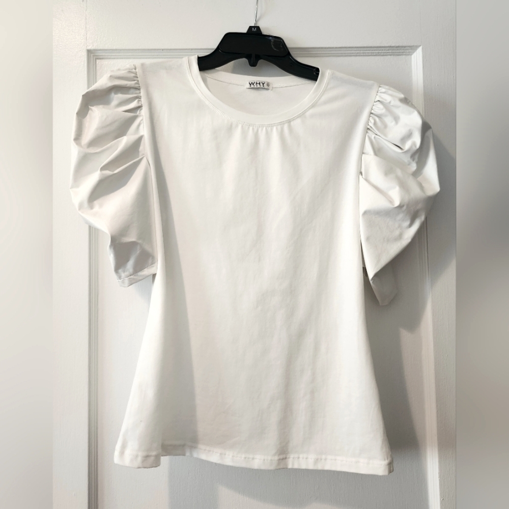 White Puff Sleeve Top